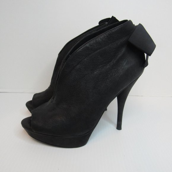 Vera Wang Royce Black Leather Back Bow Platform Stiletto Heels Women’s Si… - Picture 1 of 14